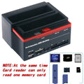 Black plastic hard disk base USB2.0 SATA IDE card reader with two drive bays and LED indicator