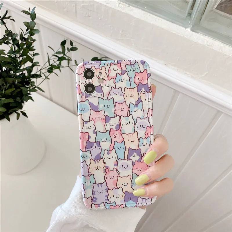 Colourful cartoon design TPU protective case for iPhone shown on mobile phone