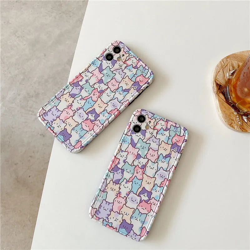 Colourful cartoon design TPU protective case for iPhone shown on mobile phone