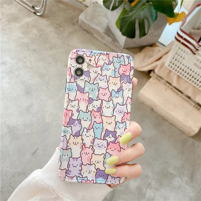 Colourful cartoon design TPU protective case for iPhone shown on mobile phone