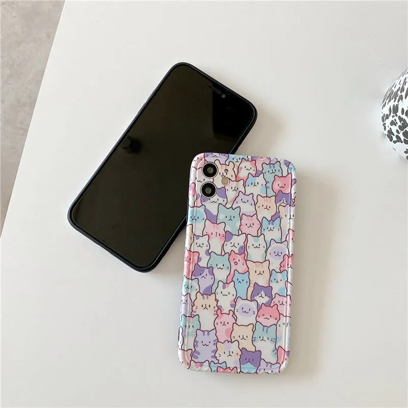Colourful cartoon design TPU protective case for iPhone shown on mobile phone