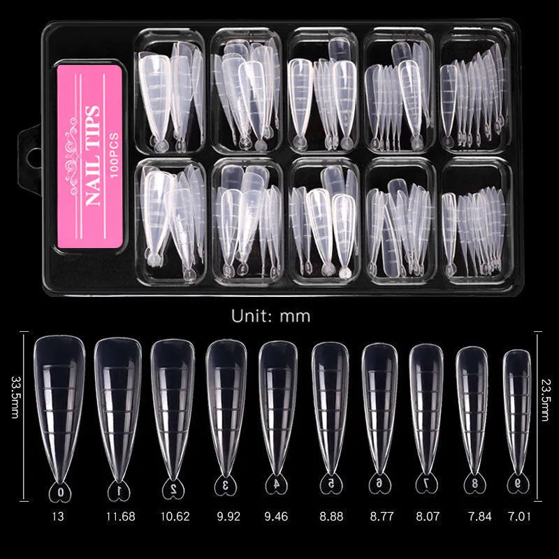 Box of 100 ultra-thin non-marking nail art sheets with scale in transparent colour