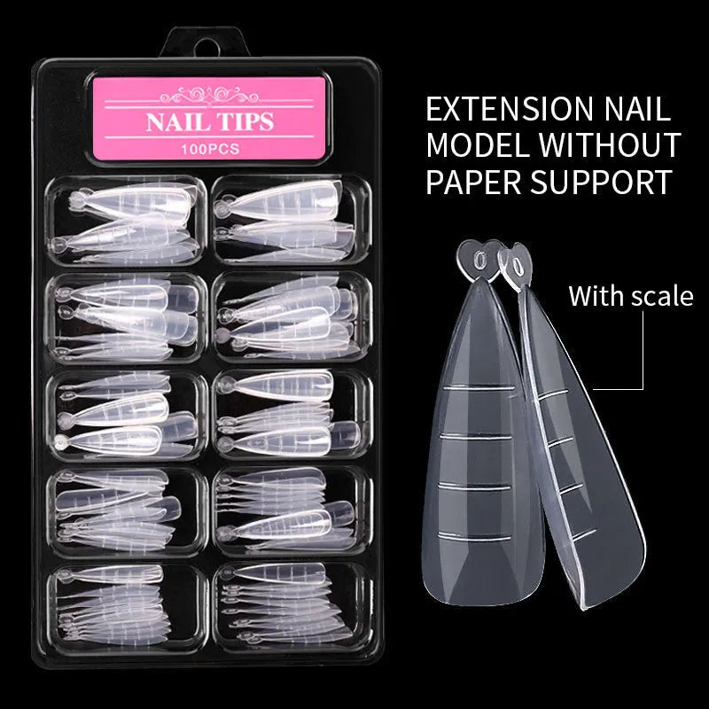 Box of 100 ultra-thin non-marking nail art sheets with scale in transparent colour