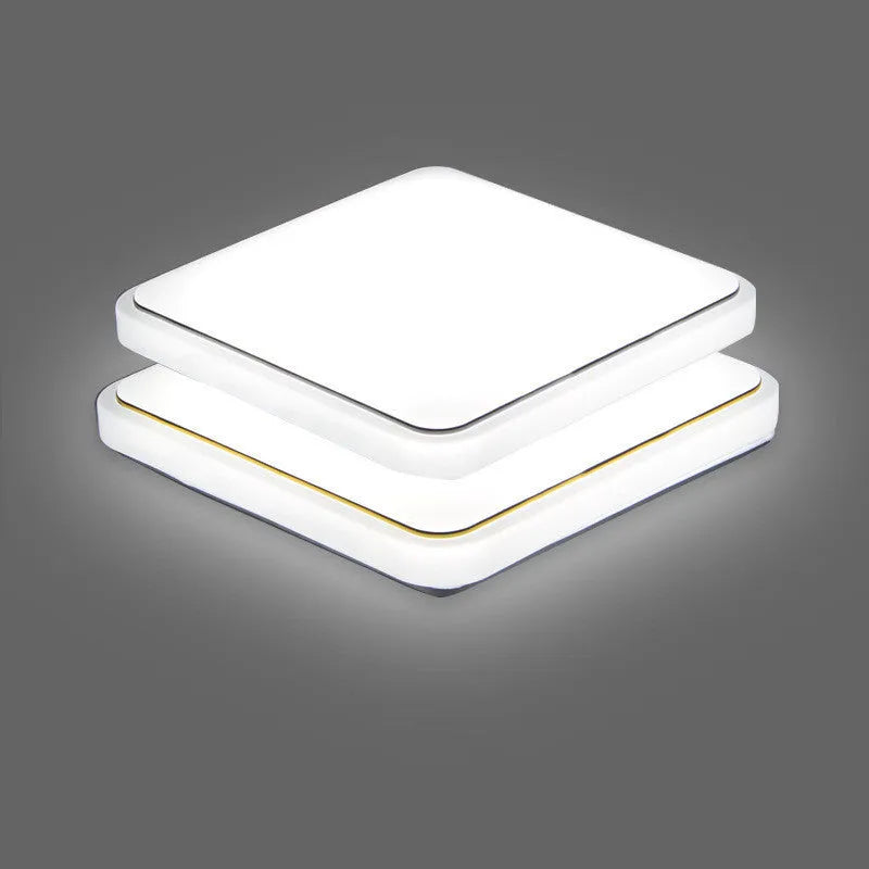 Simple square LED ceiling lamp in gold line finish, 30x30cm size, white light for indoor use