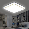 Simple square LED ceiling lamp in gold line finish, 30x30cm size, white light for indoor use
