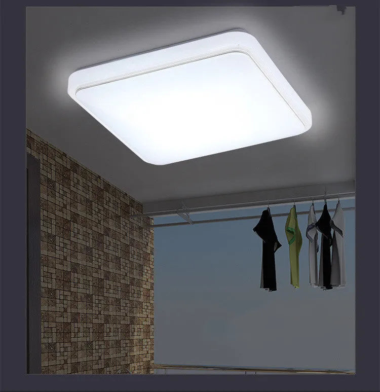 Simple square LED ceiling lamp in gold line finish, 30x30cm size, white light for indoor use