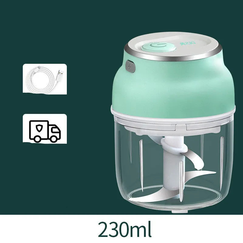 Portable electric mini food chopper with transparent cup and stainless steel blades
