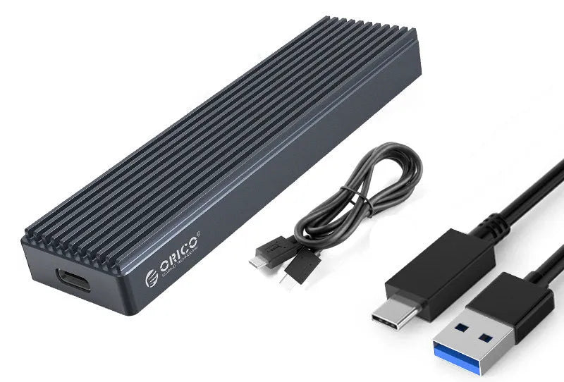 M.2 NVMe external SSD case with USB 3.1 Type-C in silver aluminium alloy finish