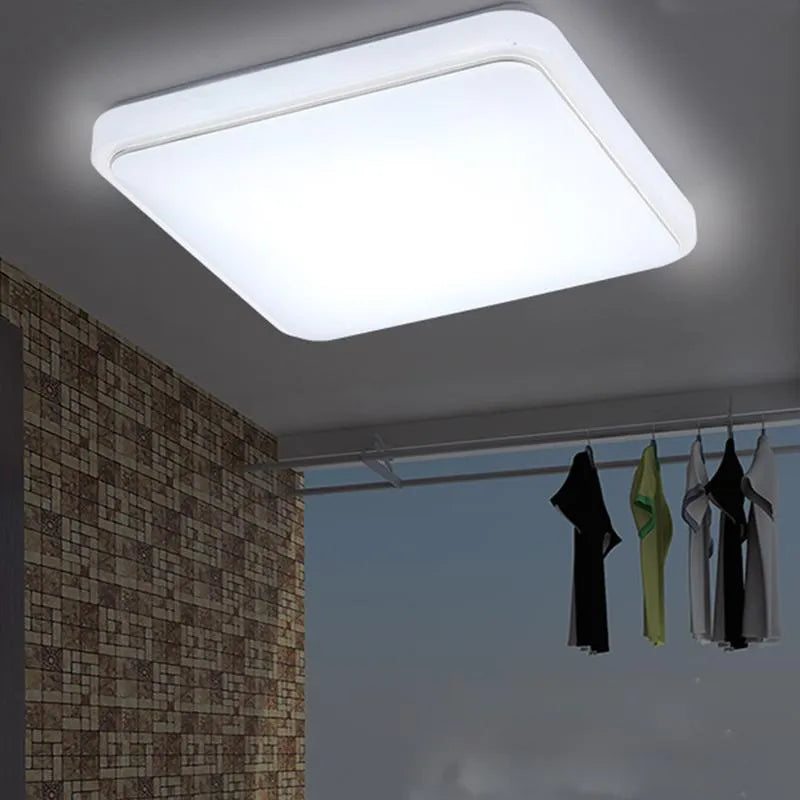 Simple square LED ceiling lamp in gold line finish, 30x30cm size, white light for indoor use
