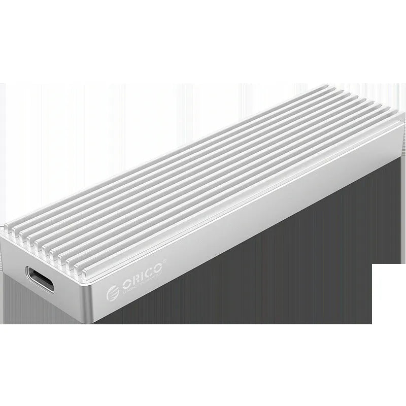 M.2 NVMe external SSD case with USB 3.1 Type-C in silver aluminium alloy finish