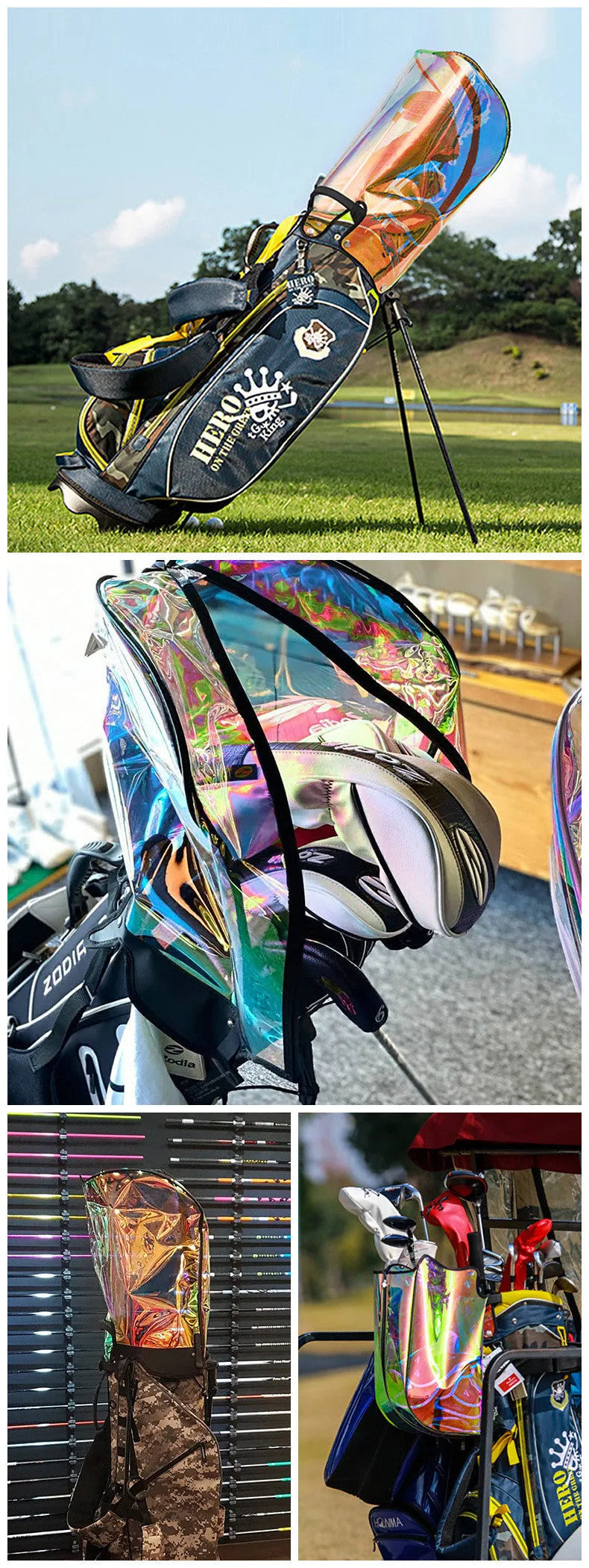 Colourful transparent bag hat with adjustable buckle for waterproof ball bag protection