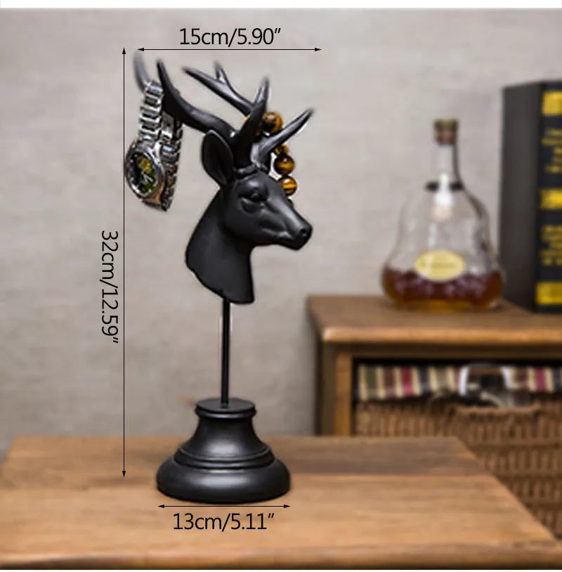 A tall resin animal sculpture home decoration in black, white, or wood colour finish.