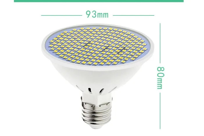 E27 LED lamp cup bulb with PC body shown in warm white and cool white light options.