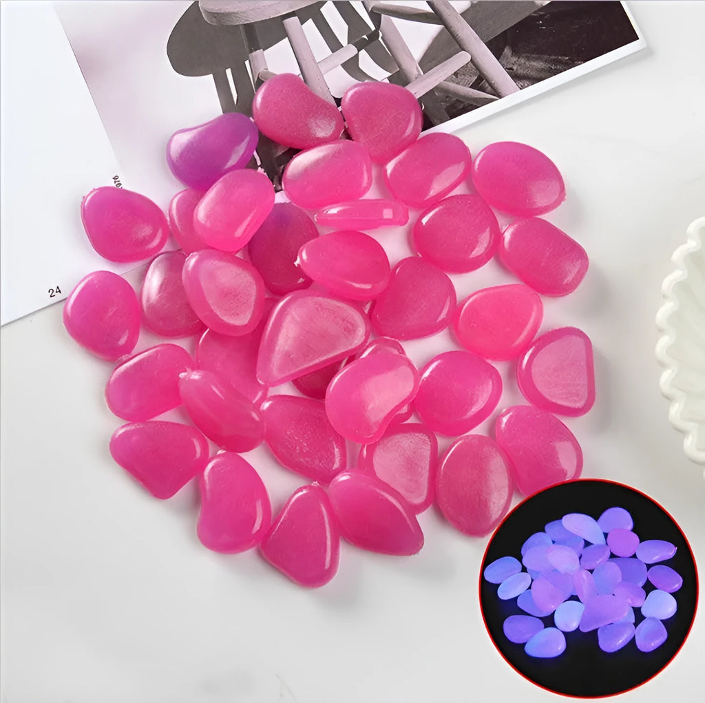 Qiming luminous fluorescent pebbles in mixed colours for aquarium and garden decoration