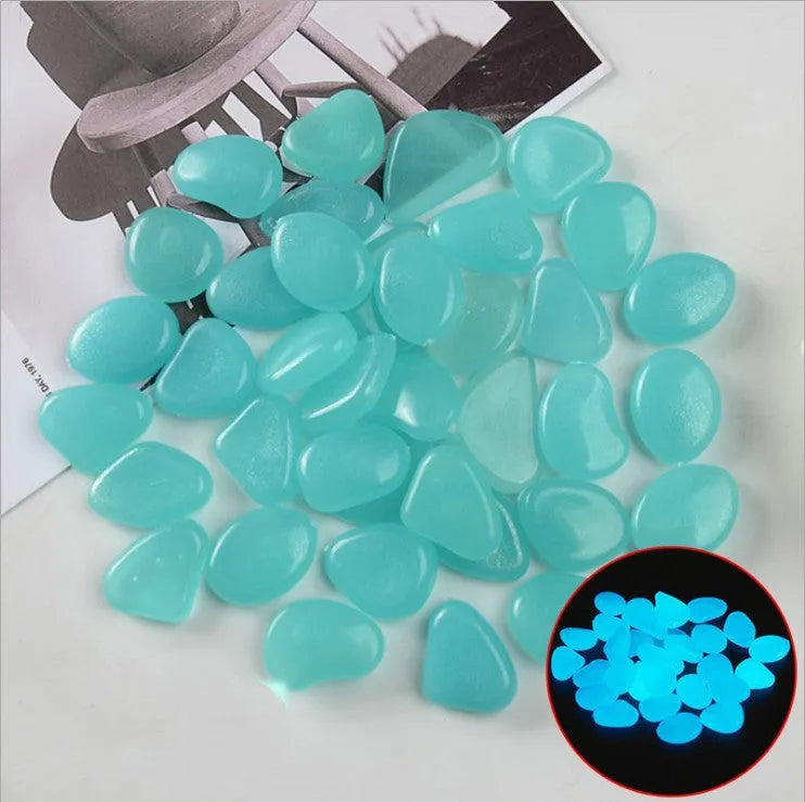 Qiming luminous fluorescent pebbles in mixed colours for aquarium and garden decoration