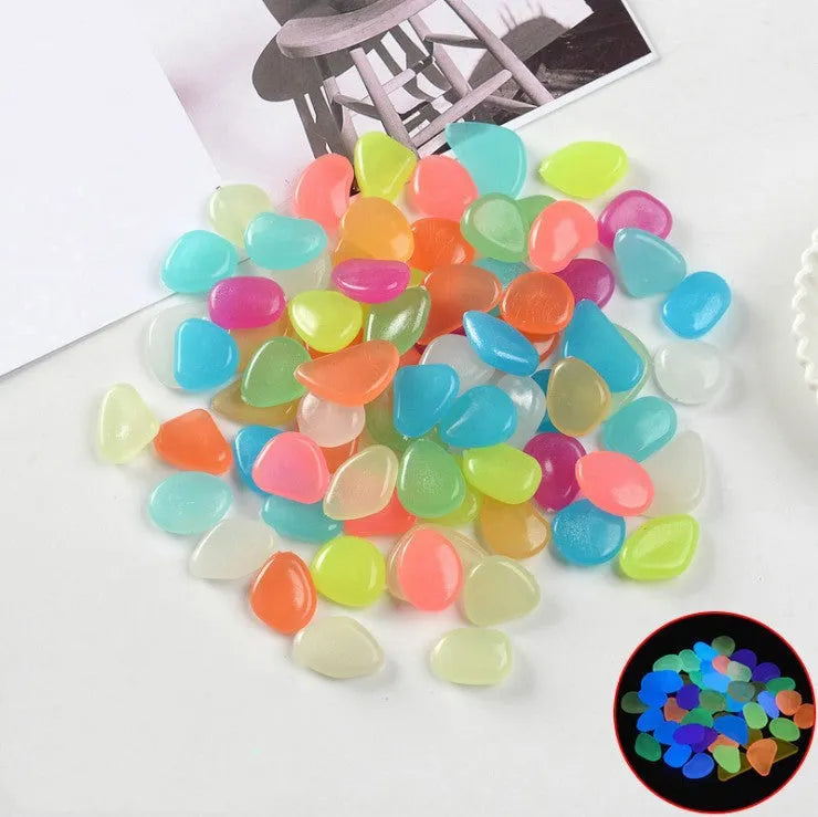 Qiming luminous fluorescent pebbles in mixed colours for aquarium and garden decoration