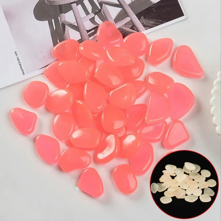 Qiming luminous fluorescent pebbles in mixed colours for aquarium and garden decoration