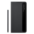 Samsung S21 Ultra mirror flip cover with S Pen stylus silicone back shell in Black