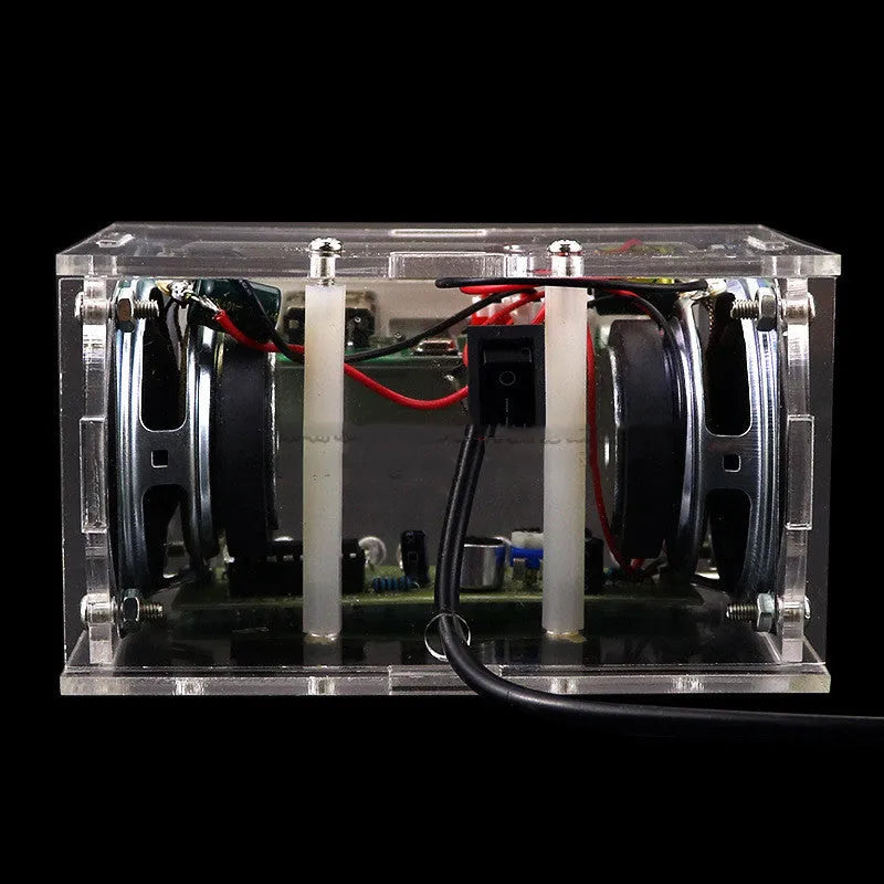 Bluetooth speaker DIY electronic kit with loose components and transparent plastic housing