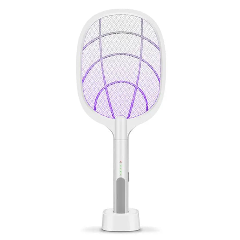 Rechargeable handheld mosquito swatter with metal grid and USB charging cable