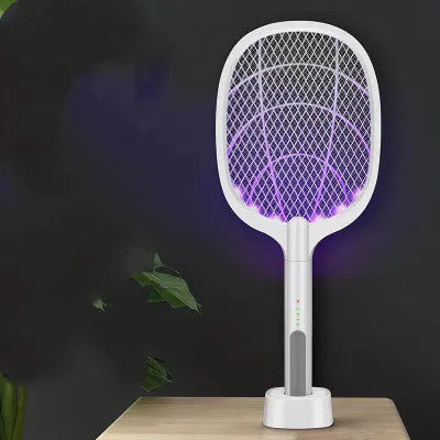 Rechargeable handheld mosquito swatter with metal grid and USB charging cable