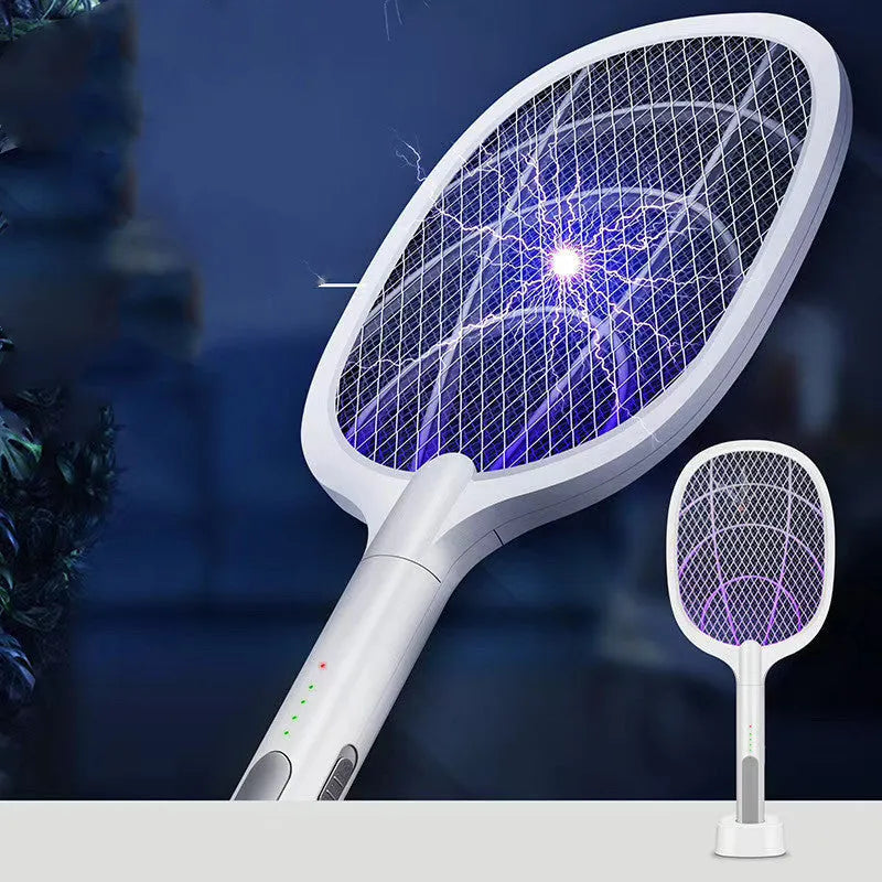 Rechargeable handheld mosquito swatter with metal grid and USB charging cable