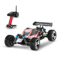 1:18 scale remote control off-road car with four-wheel independent suspension, plastic body, blue or red, 24.5 x 17.5 x 9.4 cm
