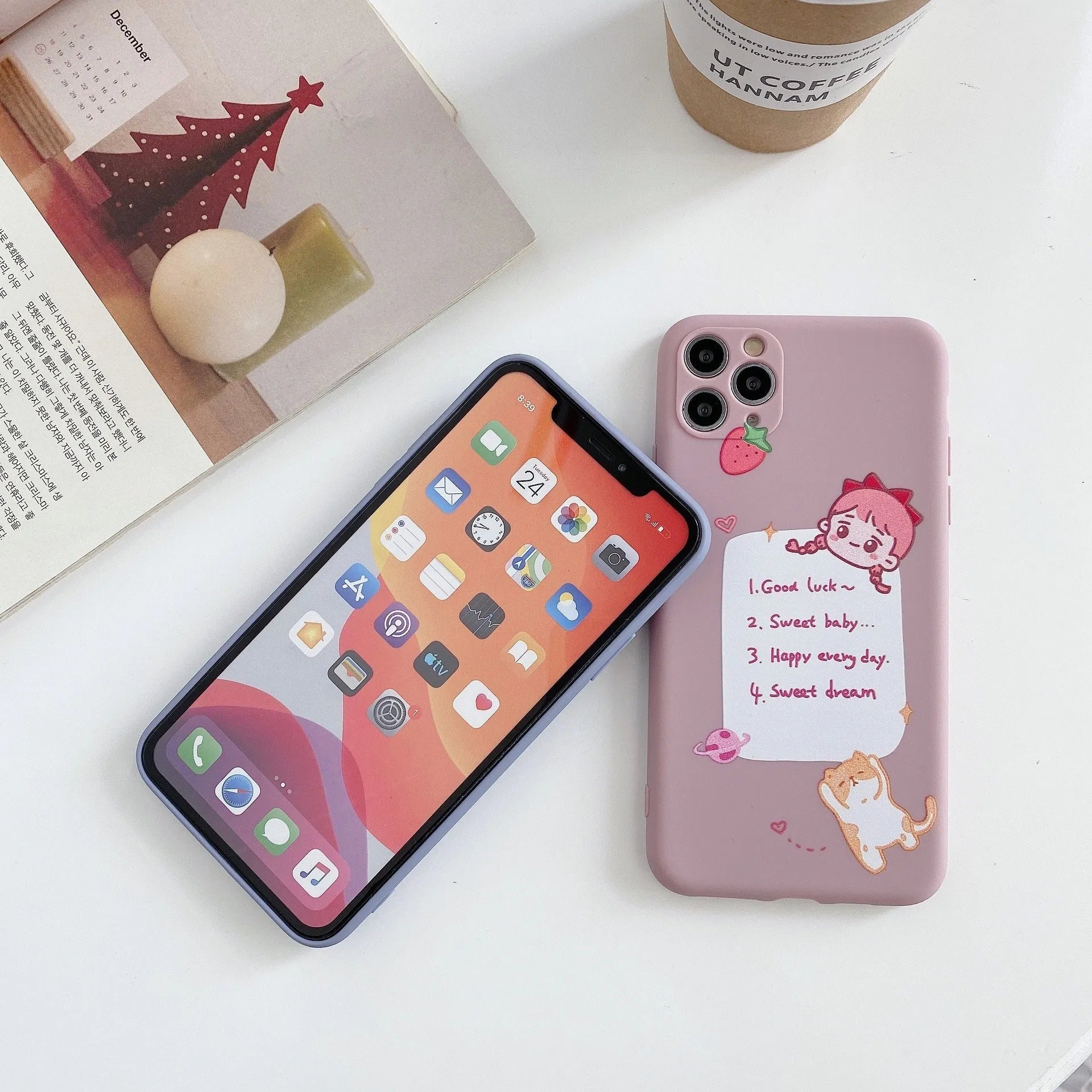 Blue TPU soft shell iPhone case with printed dinosaur cartoon design for iPhone 12 and compatible models