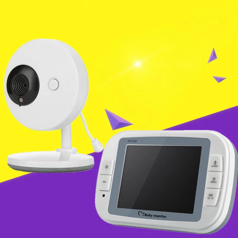 White 3.5 inch digital wireless baby monitor with separate UFO-style camera for nursery monitoring