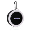 C6 wireless Bluetooth speaker with suction cup in white, showing front grille and button controls