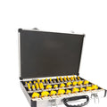 Woodworking milling cutter set with 35 pieces including 6mm and 8mm cutters with multiple handle options