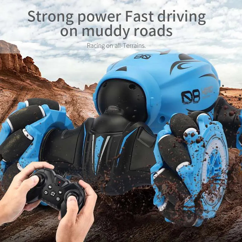 Gesture sensing deformation remote control car in blue, green, or orange colour with somatosensory remote.