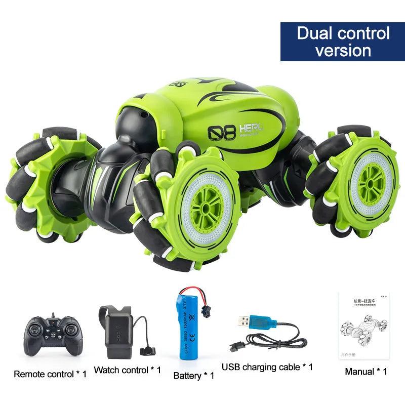 Gesture sensing deformation remote control car in blue, green, or orange colour with somatosensory remote.