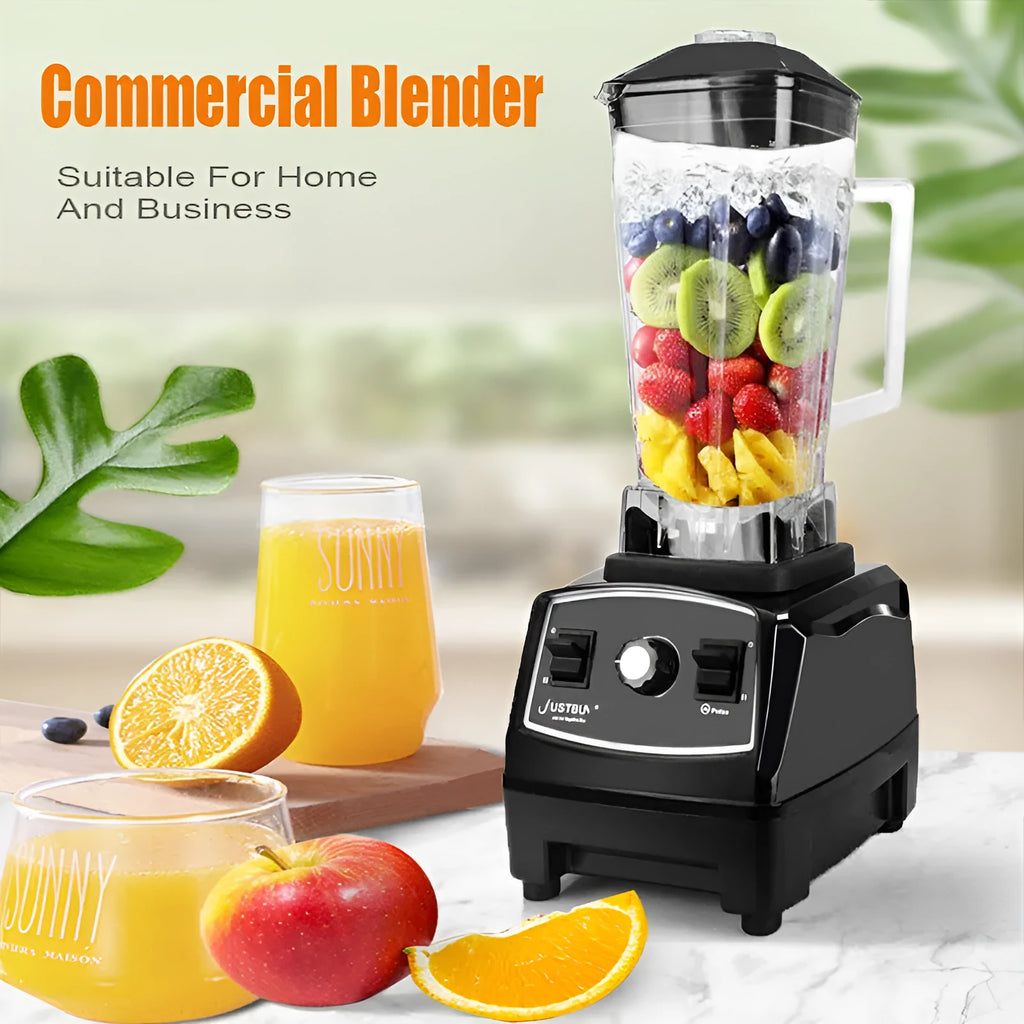 Black or red 2200W wall blender with 2-litre jar for high-speed food processing.