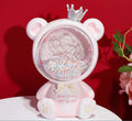 Girly crown bear night light with star light in resin, Space Bear Pink colour, cartoon style