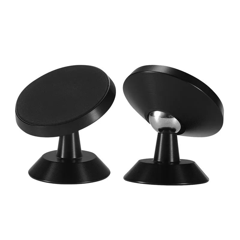 Universal magnetic car phone holder in black, compact size for dashboard or vent mounting