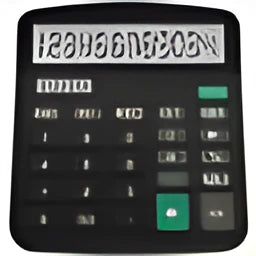 Black twelve-digit solar desktop calculator on a desk surface with large display