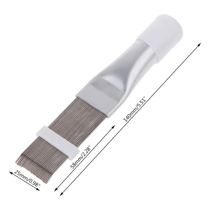 Stainless steel air conditioner fin comb cleaning brush and metal fin comb tool set