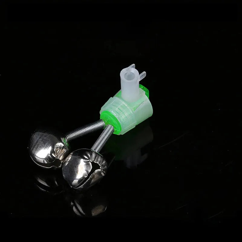Fishing rod alert bells with anti-swing design and metal components for crisp bite detection
