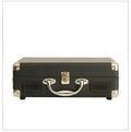 Portable retro vinyl record player with Bluetooth speaker in PU leather case, plays 7 10 12 inch records