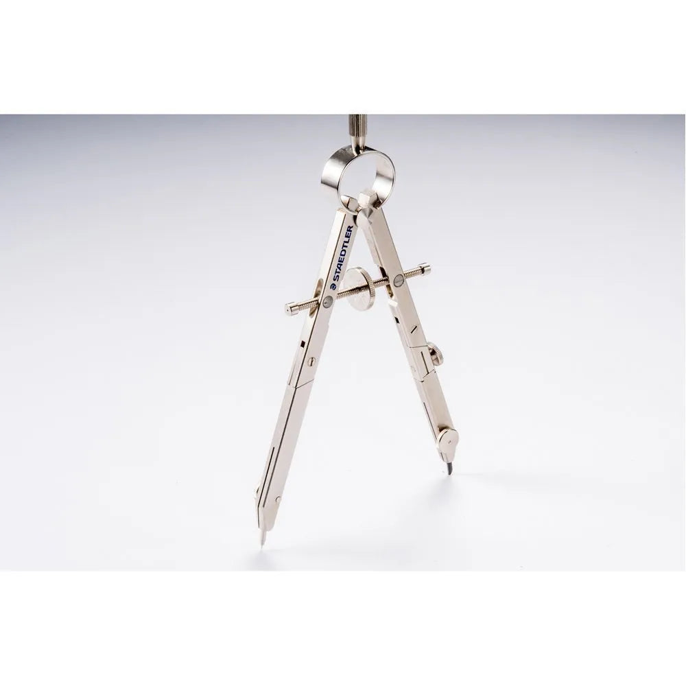 STAEDTLER steel precision car compass with telescopic rod on a technical drawing.
