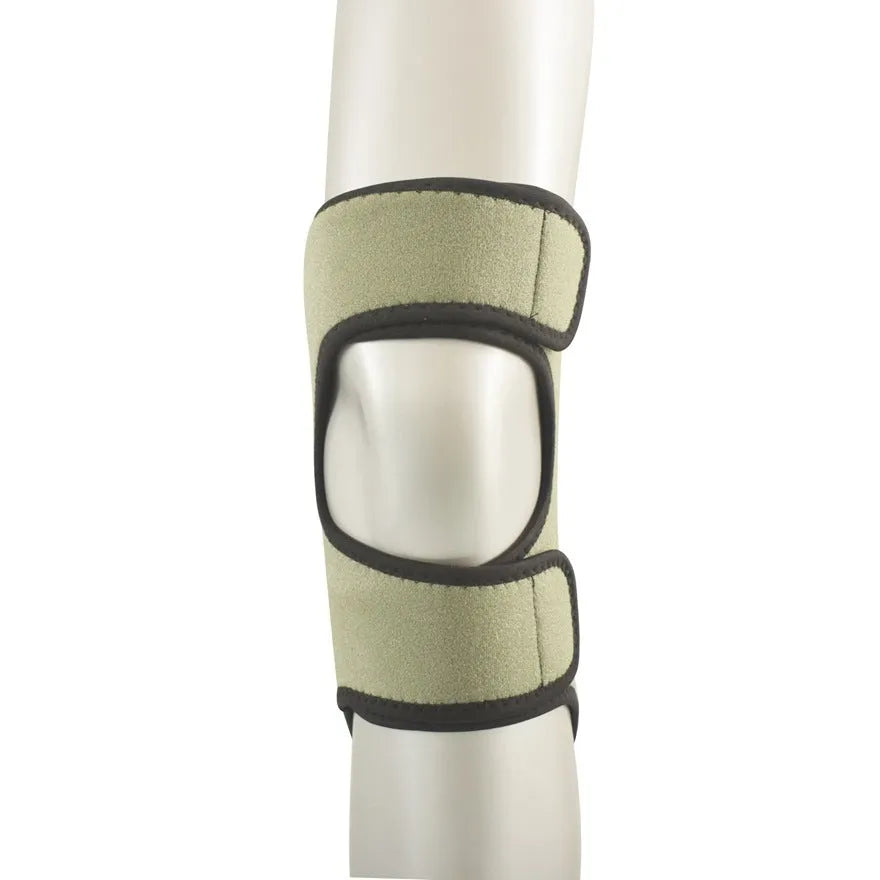 Green spandex knee support pad, free size, for hiking, climbing and camping