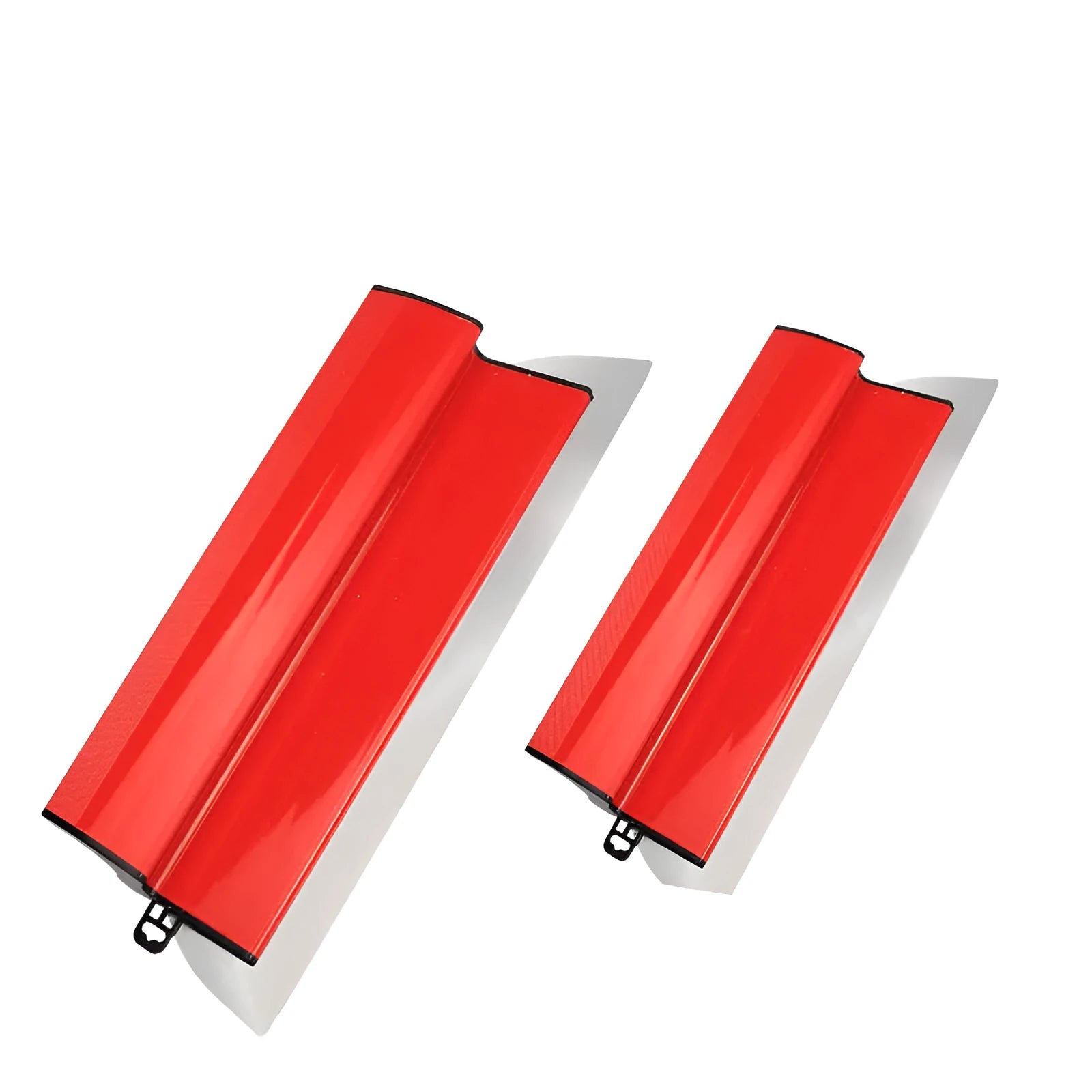 Red leveling scraper tool with a 40cm long blade for wall preparation.