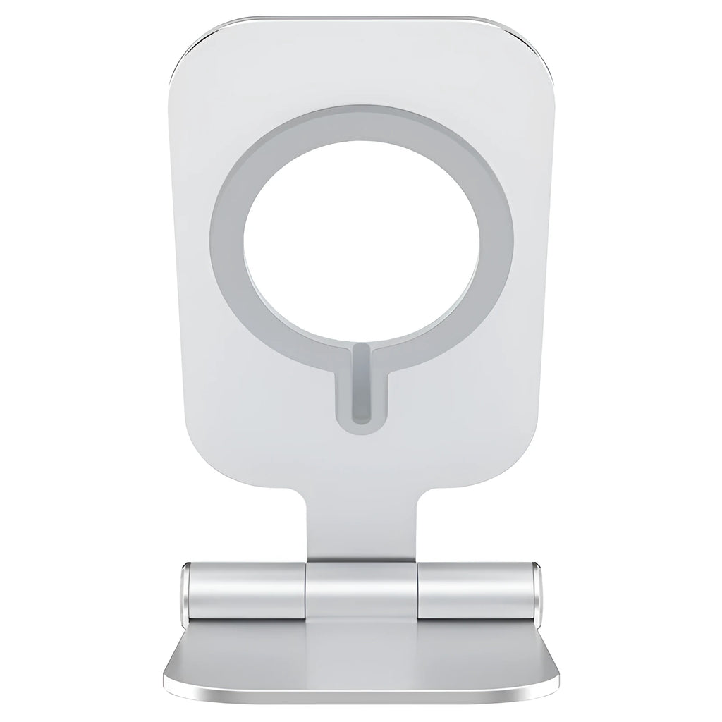 NILLKIN foldable aluminium magnetic wireless charging stand in silver for iPhone 12 Mini and Pro Max
