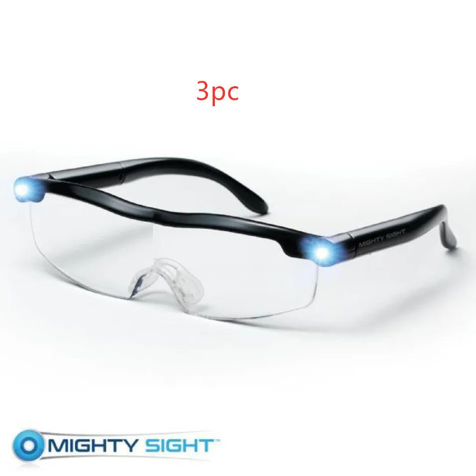 Transparent black USB LED reading glasses with scheduling timer and ABS frame