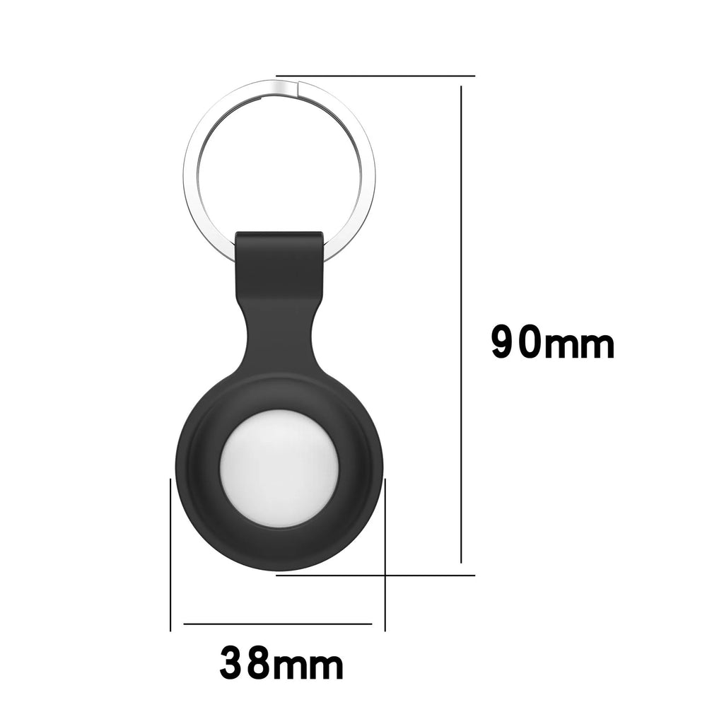 Silicone protective sleeve case for Apple AirTag tracker shown in multiple colour options.