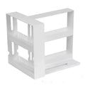 White double rotating kitchen spice organizer rack with 2-tier storage and 100% new plastic construction.