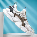 Men's breathable mesh lace-up casual sports shoes with reflective colour blocking, gray moon colour