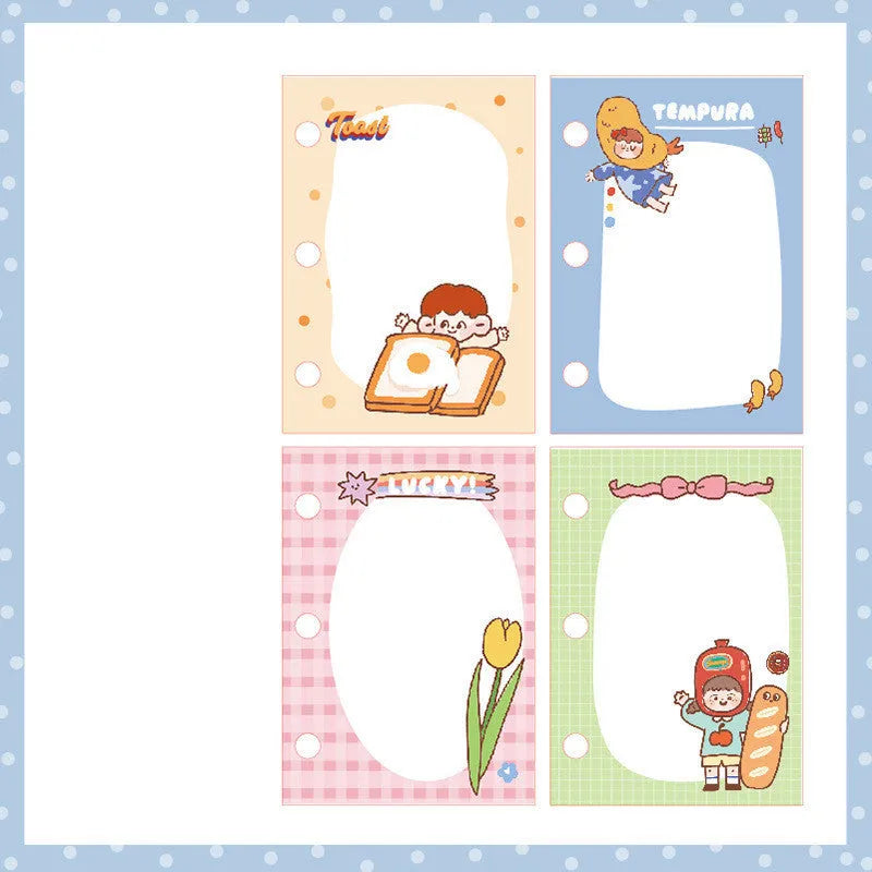 Girl Heart mini three-hole binder and decorated loose-leaf page set in pastel themes