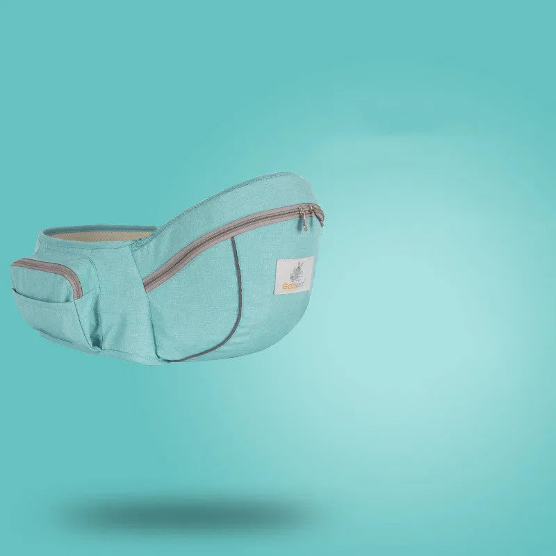 Baby carrier waist stool in grey for children 0-36 months, 20kg load capacity, cationic fabric